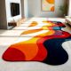 Handcrafted Wavy Multicolor Abstract Modern Living Rug
